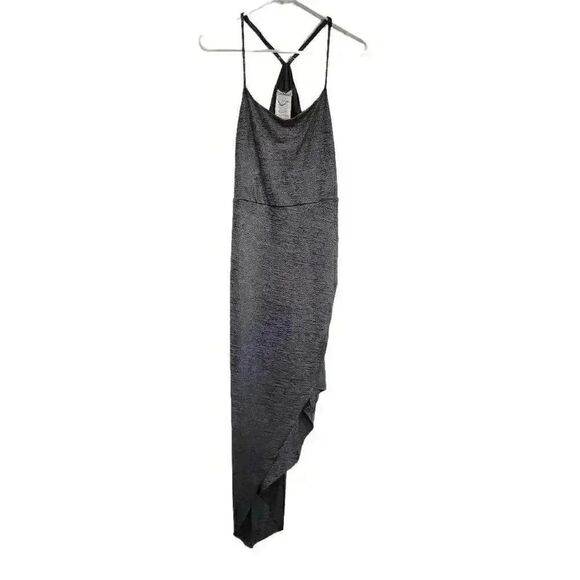 BCBGENERATION Women's Silver/Gray Poly/Spandex Cowl Neck Ruched Split Thigh Cami - Picture 3 of 14